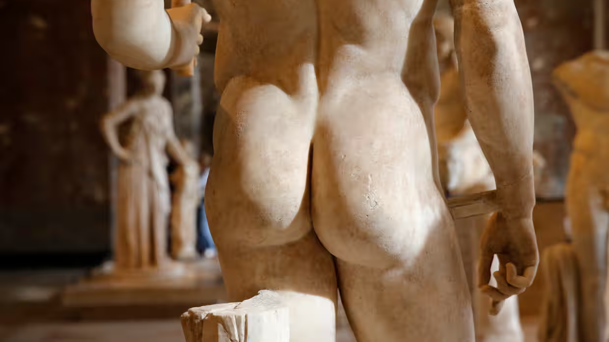 sculpture of man's buttocks, anal pain, anal play pain
