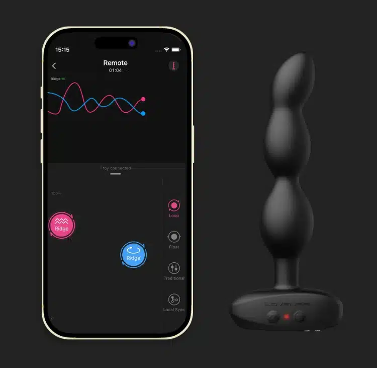 Lovense Ridge vibrating and rotating anal beads, best vibrating anal beads, app-controlled anal beads