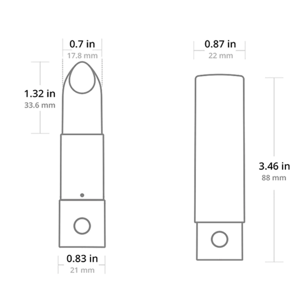 Lovense exomoon bullet vibrator measurment diagram