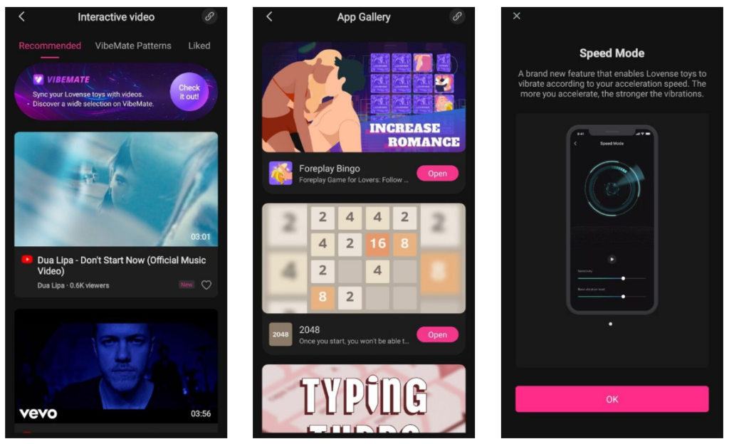 Lovense Remote app music video sync and games and speed mode examples