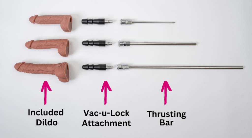 Lovense sex machine and mini sex machine thrusting rods and dildo comparison