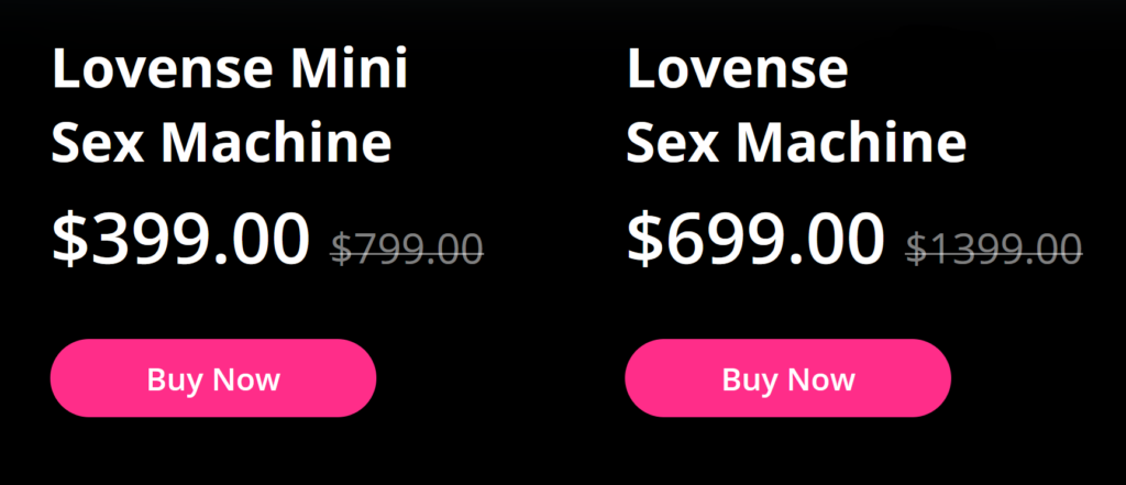 Lovense sex machine and mini sex machine price comparison