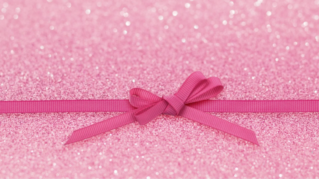 pink bow on pink sparkle background